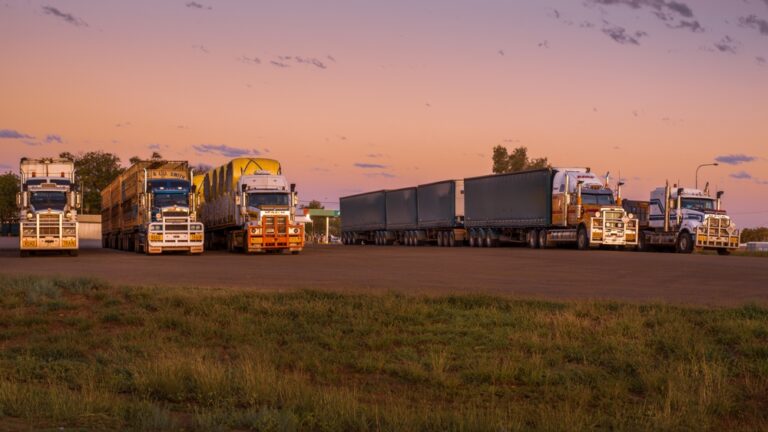 Camooweal,,Queensland,Australia,-,09,12,2022:,Road,Trains,At